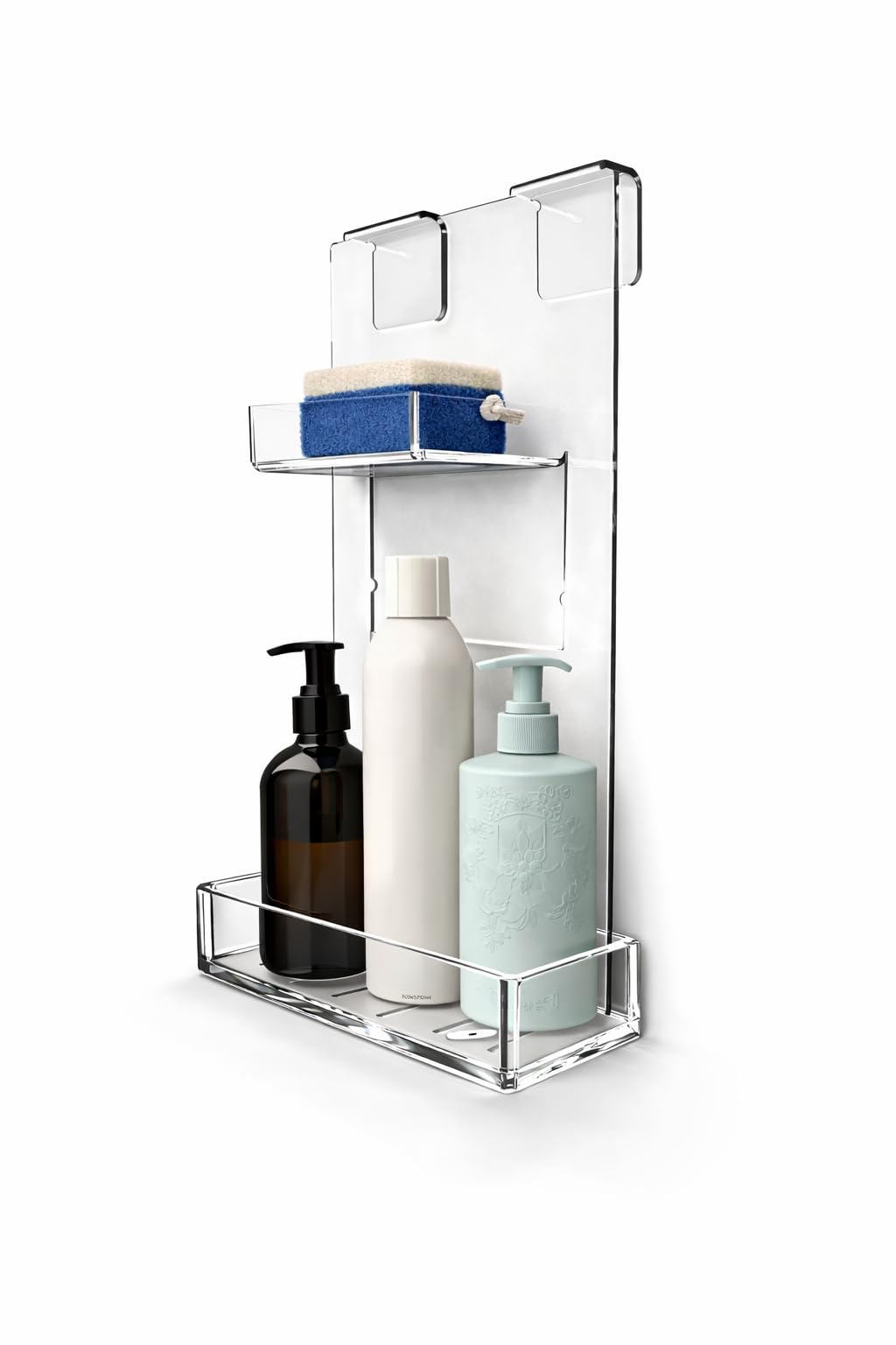 REGPLEX Porta Shampoo da Doccia in Plexiglass - Installazione Facile senza Forare, Adatto per Box Doccia da 6 fino a 40mm Vedi Varianti - Design Monoblocco, Made in Italy (Spessore Vetro 6-15mm)