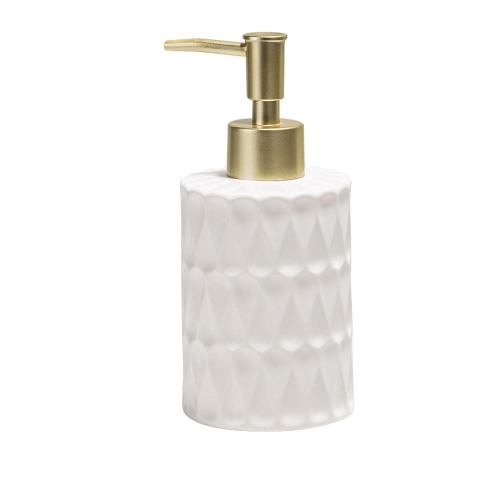11.8oz Ceramic Soap Dispenser Water Drop Texture, Matte Glaze Pump, Anti-Slip Base, Countertop Lotion(Wei�)