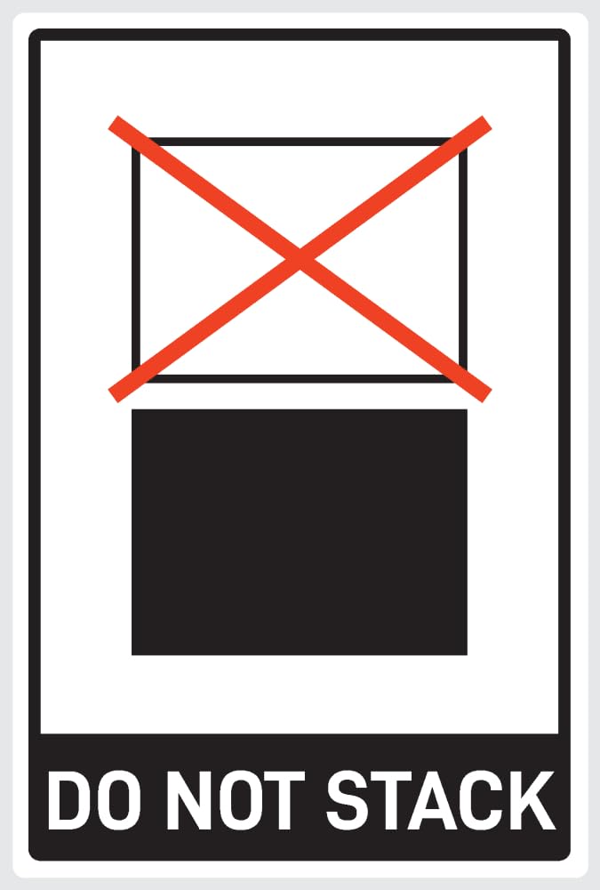 Pegatinas: 300 x 200 mm, 1 unidad – Identificación de bultos – Carga de apilamiento aplicable – El paquete grande no debe apilarse – ADR Figura 6.6.3.3.2 – do not stack – GHS/DGR/UN