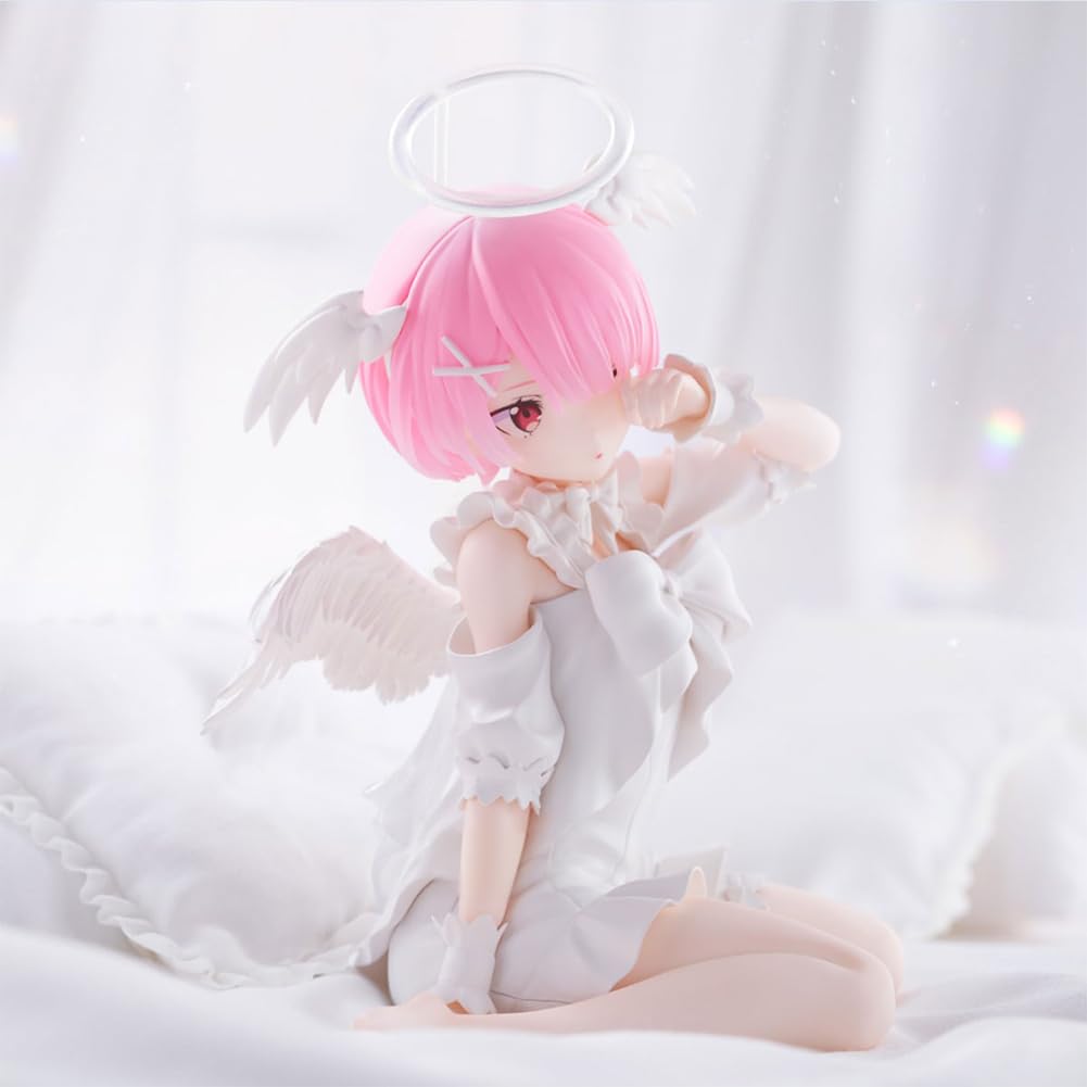 Anime Re:0 Figur Rem Statue, 13 cm Engel Uniform Rem Actionfigur sitzende Pose Modell PVC Cartoon Figur Sammlerstück Desktop Dekoration