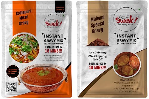 Swak! The Tasty Pack Kolhapuri Ready To Cook Misal Gravy Instant Multipurpose Gravy Mix Misal Masala 150 Gm And Malvani Masala 150 Gm Pack Of 2