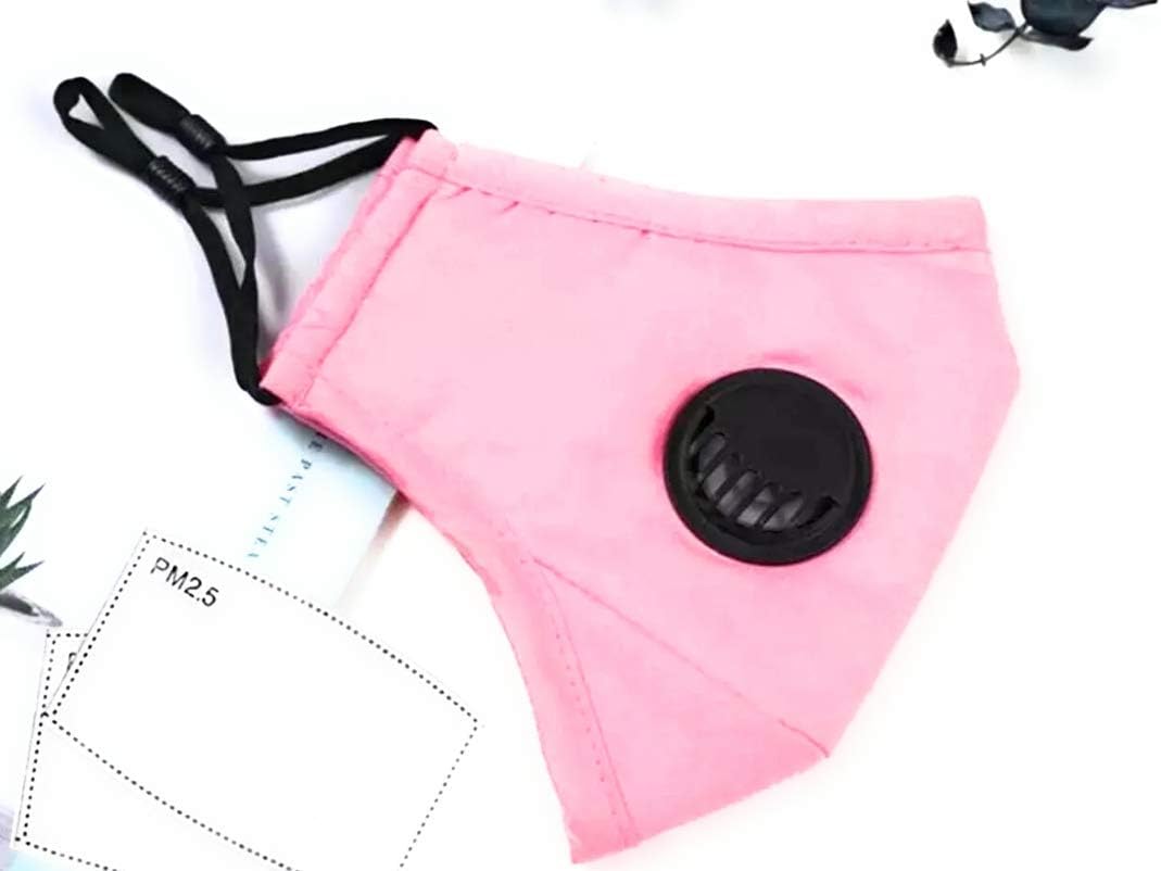 Renile New Unisex, Cotton Washable Reusable, Dust-Proof for Riding, Practical Personal Care Supplies (1 pcs cover + 2 pcs filter, Pink)