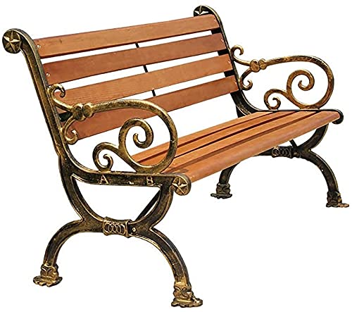 ZHANGNA Outdoor Bench Patio Bench, Front Porch Furniture, Outdoor Furniture Porch Garden Bench Park Bench Outdoor Lounge Chairs, Cast Iron and Wood Legs Sitting Board, Iron Bench (Color : Bronze)