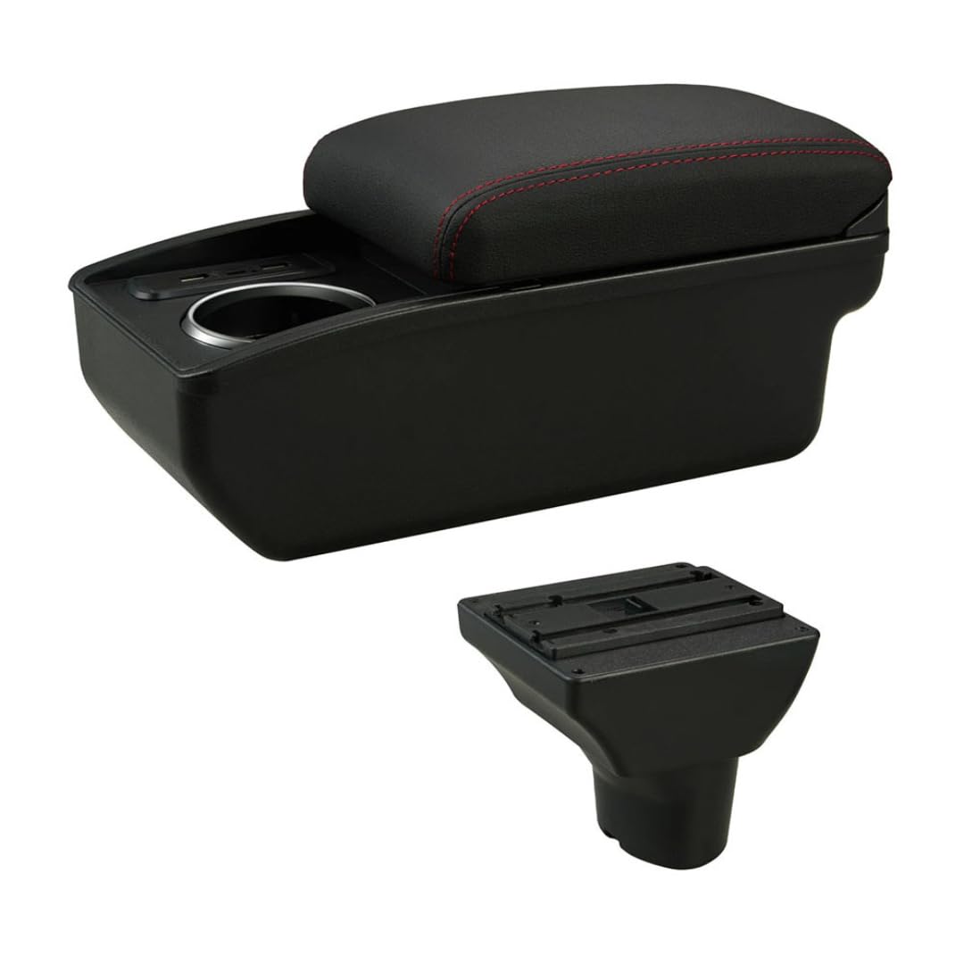 Toiumops Armrest for Hyundai i20 2012, Car Armrest Box Center Console Store box(C1 Red Line 6USB)