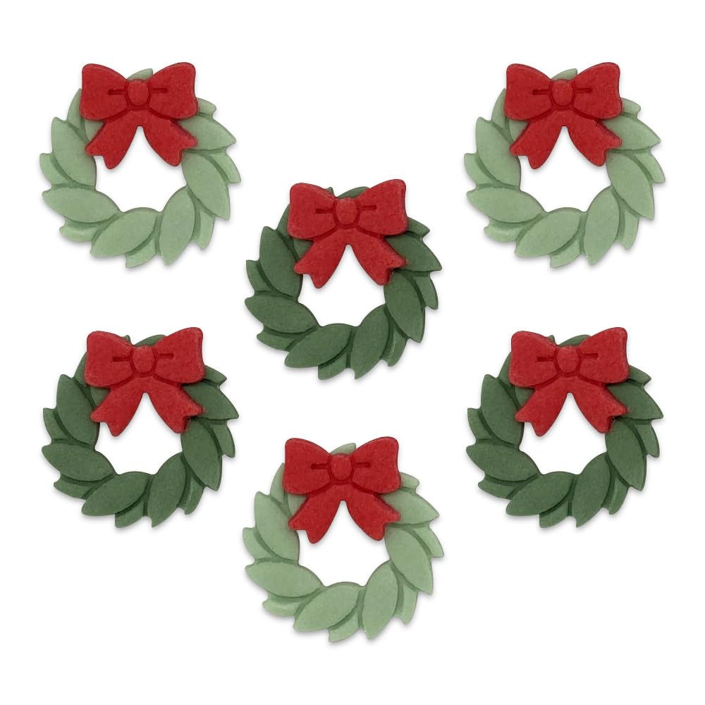 Anniversary House, Handcrafted Cake, Edible Fondant Icing Sugar Cupcake Toppers, Christmas Wreath Decorations, SFX374, Sugarcraft, Green