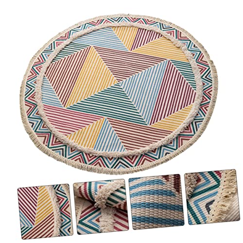 Alfombra bohemia de algodón copetudo lavable para suelo de dormitorio 4