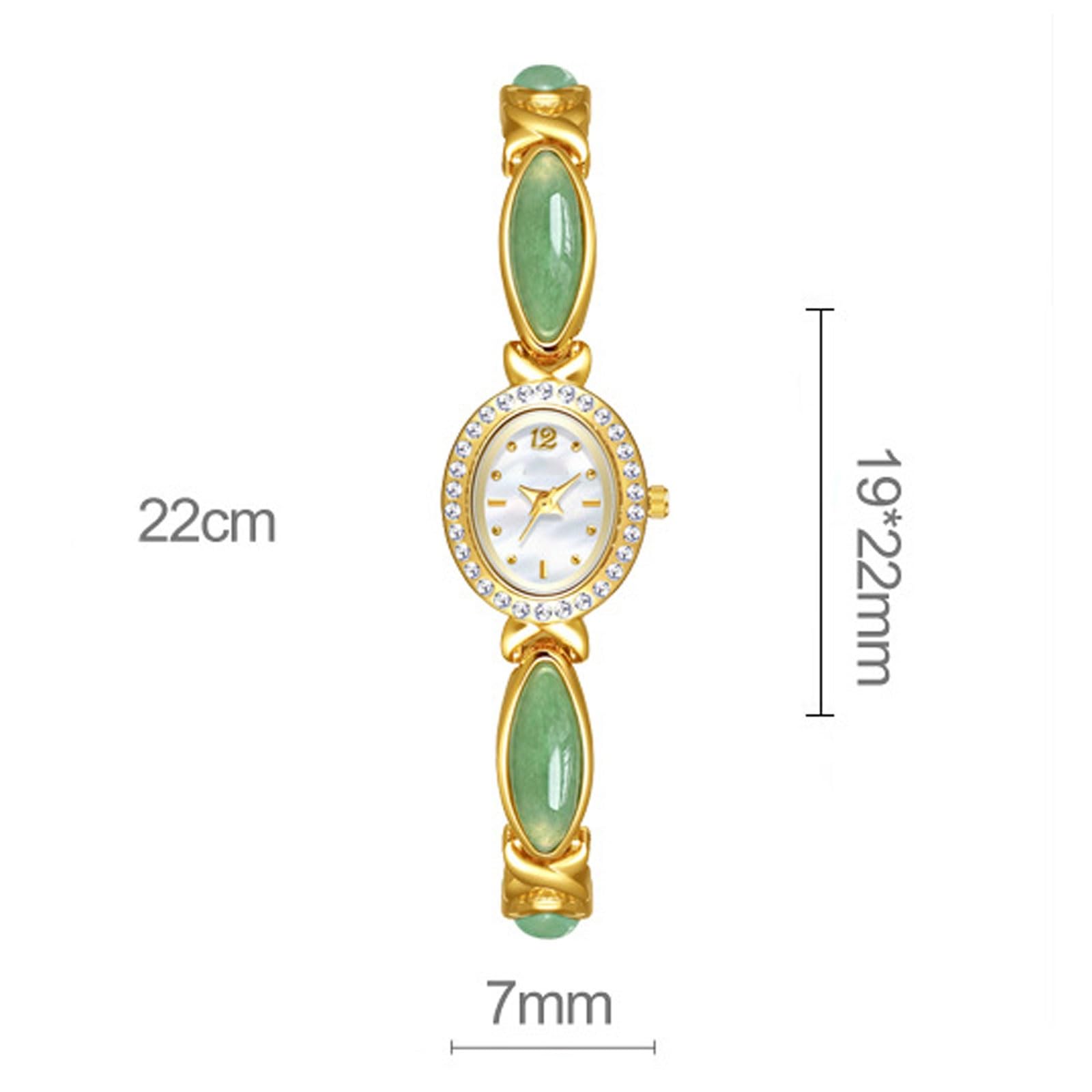 Confezione da 2 orologi al quarzo con quadrante ovale in avventurina naturale e nefrite, orologio con bracciale impermeabile, regalo alla moda for donna