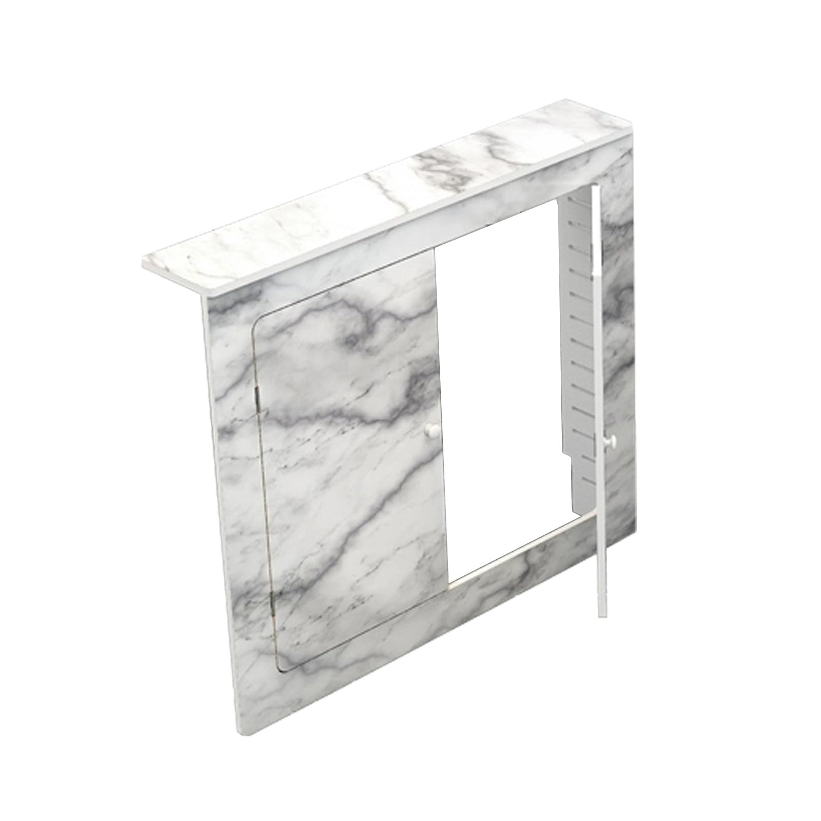Cubierta de radiador con acabado de mármol con 2 puertas, armario decorativo de pared para entrada, baño, colector de ducha y solución de almacenamiento de fontanería