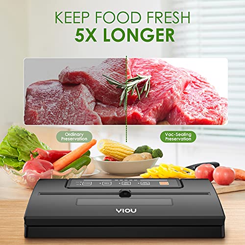 Yiou Vacuum Sealer Machine, Food Storage Machine, 80Kpa Pro Vacuum Food Sealer For Food With Starter Kit, Dry Moist Mode Easy To Clean, Automatic Vacuum Sealer Machine, Black #TOP1