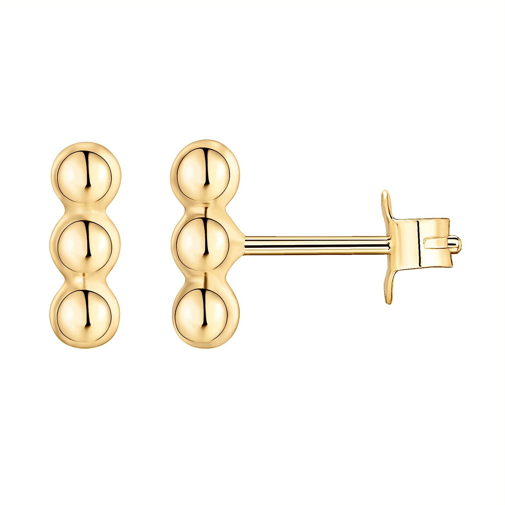 PAVOI 14K Gold Plated 925 Sterling Silver CZ Simulated Diamond Earrings | Dainty Geometric Shape Mini Bar Stud Earrings for Women