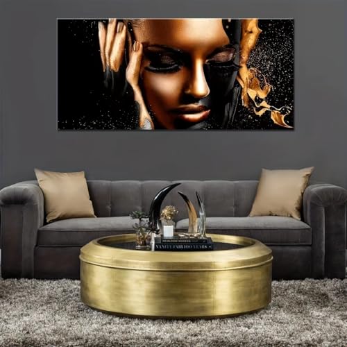 Tableau femmes africaines 80x160 cm, toile abstraite florale sans cadre pour salon