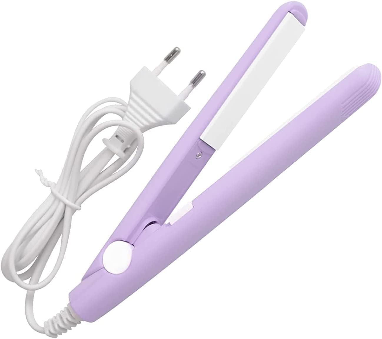 2-in-1 stijltang, stijltang van keramiek, voor glad of krullend haar, mini-stijltang, voor lang en kort haar, draagbare krulspelden, geschikt voor alle haartypes (paars)