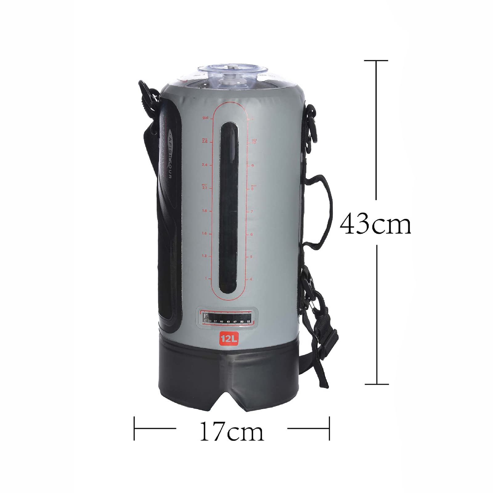 TIM-LI Douche De Camping Portable 12L - Eau Chaude Chauffée À L'énergie Solaire avec Pompe À Pied À Pression, Pommeau De Douche De Camp pour Le Nettoyage Et Le Rinçage