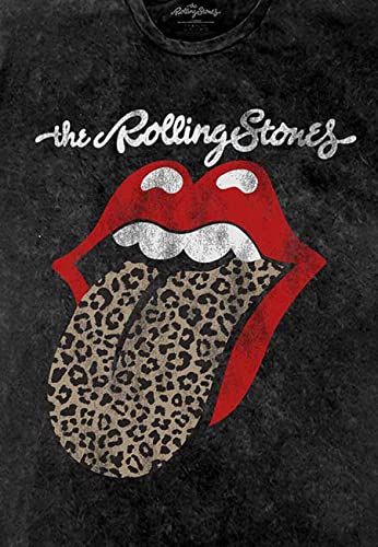 The Rolling Stones T Shirt Leopard Tongue Nouveau Officiel Unisex Noir Acid Wash - Les Beatles, Paul McCartney, John Lennon, RIngo Starr, George Harrison The Rolling Stones T Shirt Leopard Tongue Nouveau Officiel Unisex Noir Acid Wash – Image 3
