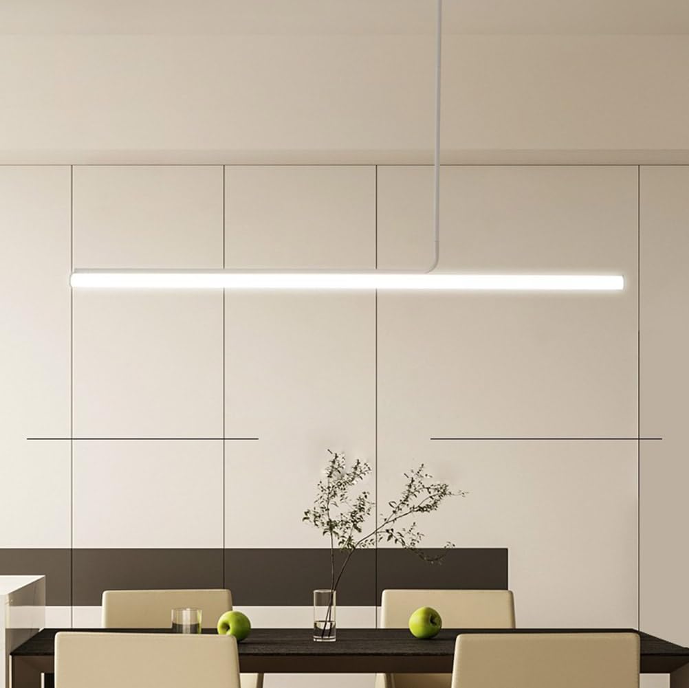 Lampadario a Sospensione LED Moderno, lampadario Regolabile da 40 W con Telecomando, Design lineare per Sala da Pranzo, Cucina, Ufficio, Ristorante - Bianco, 120 cm