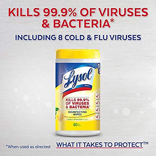 Lysol Lemon & Lime Blossom Disinfecting Wipes, 80 Count (Pack of 4)