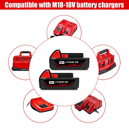 Atcuji 48-11-1820-2 Pack 18V 4.0Ah 48-11-1820 Compact Battery Pack For 18V 36Wh 2.0 Ah 1.5 Ah 3.0 Ah Battery Compatible With Milwaukee 18V Lithium Xc Cordless Power Tools M18 48-11-1820 2.0Ah 3.0Ah 1.5Ah Battery thumb #4