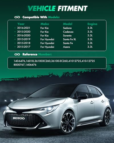 Image of SCITOO Starter Motor fit for Hyundai for Azera 3.3L 2015-2017,for Hyundai for Santa Fe 3.3L 2015-2018,for Hyundai for Santa Fe XL 3.3L 2015-2019 Replacement Starter 16018