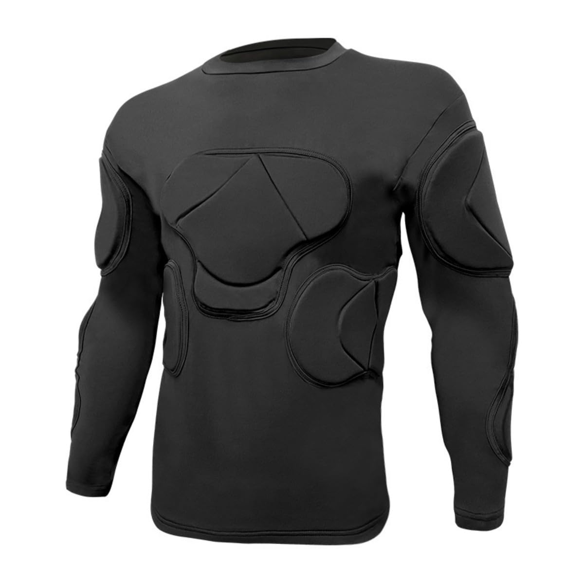 rlmiesy Football Padded Shirt, Black Soccer Goalkeeper Shirts Padded Protection Training Suit Football Compression Shirt, Sports Anti Collision Suit for Basketball Paintball Rugby (M)
