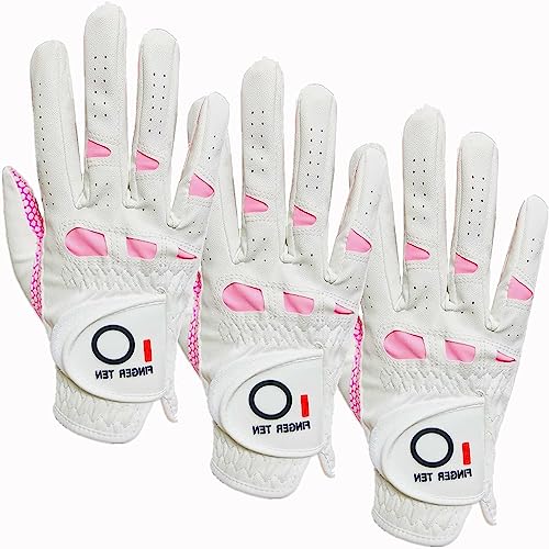 AXKAL Lady Golf Gloves Right Hand Women All Weather Weathersof Grip Fashion Printing Color Value 3 Pack
