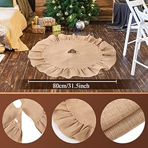 Civaner Natural Burlap Christmas Tree Topper Ribbon Wreath Bow Christmas Tree Skirt with Ruffle Edge for Farmhouse Country Christmas Holiday Decoration(31.5 Inches Ruffle Edge) Civaner Natural Burlap Christmas Tree Topper Ribbon Wreath Bow Christmas Tree Skirt with Ruffle Edge for Farmhouse Country Christmas Holiday Decoration315 Inches Ruffle Edge