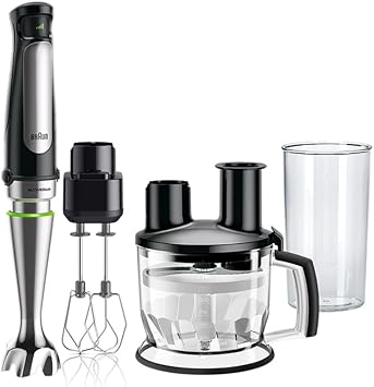 Brown MQ7075XB Multi-Quick 7 Hand Blender, 9-in-1, Slicing, Chopping, Kneading, Whisking, Mashing, Mixing, Splatterproof, Gift, Present, German Design, High Power 400 W
