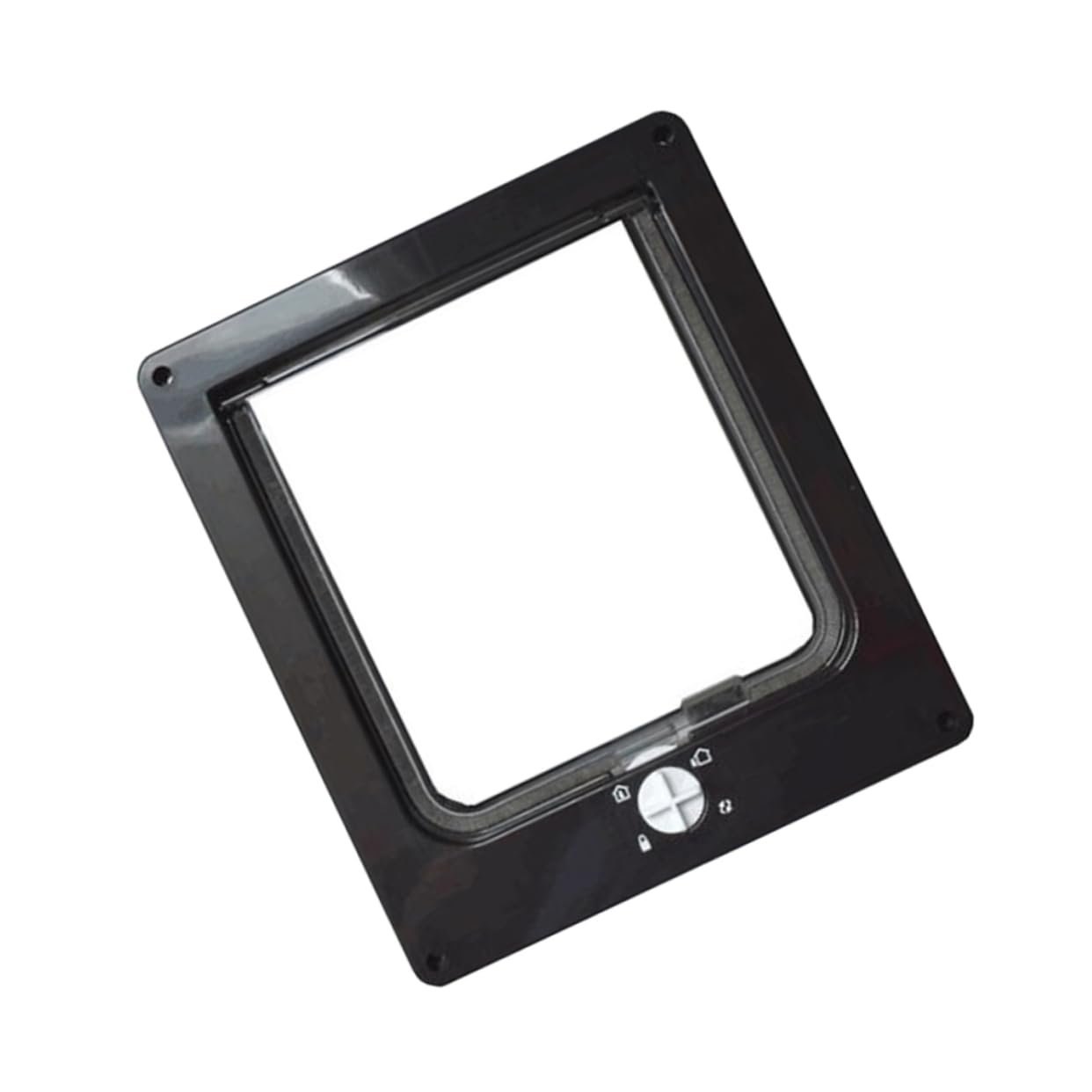Chatière Rotative Contrôlable pour Entrée et Sortie du Chat, Noire | Abs, Brosse Silencieuse Incluse, pour Chaton, Ouverture Directionnelle, Accessoire Compatible Intérieur