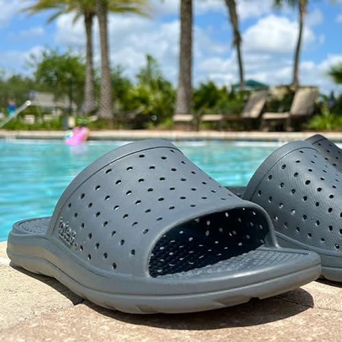 Image of Totes Men's Everywear Slide Sandals Lightweight Waterproof Comfort Slides with Cushioned Footbed for Pool, Beach & Everyday Wear