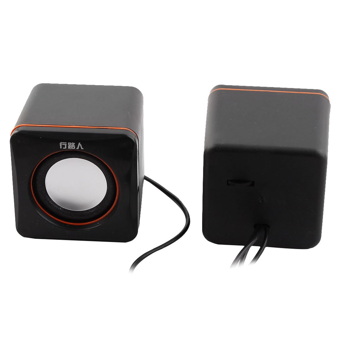 Plastic Shell USB Powered Stereo Computer Laptop MP3 MP4 Mini Multimedia Speaker Player Sound Box Pair Black Orange