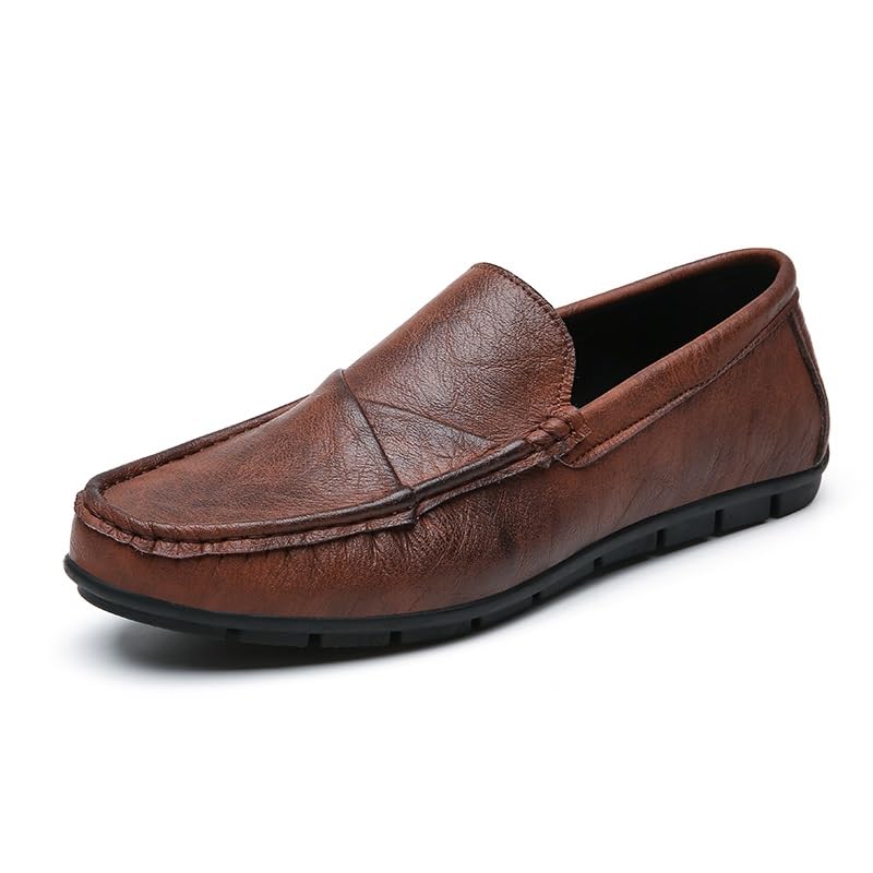 Loafers for Men Round Toe PU Leather Solid Color Moccasins Shoes Lightweight Flexible Slip Resistant Wedding Party Slip-on
