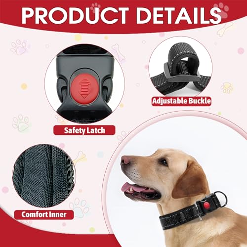 2 Stück Hundehalsband, Nylon Reflektierendes Hundehalsband Paracord Halsband Hund Verstellbare und Reflektierend Wasserfest 2cm Breite für kleinen Training Schwarz (28-38cm)