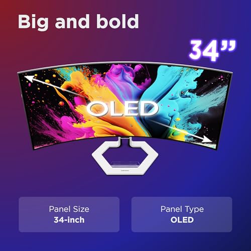 Image of Lenovo Legion Pro 34WD-10| 34 inch 240Hz WQHD OLED Curved Gaming Monitor|0.03ms, USB-C Docking 140W PD,2xHDMI+DP, RJ45|Tilt,Swivel,Height Stand|AI Smart Sensors|2x5W Speakers|KVM Switch| 67C9UAC1IN