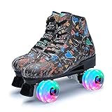 MSMAX Rollschuhe für Damen und Herren Speed Quad Skates für Rink, Artistic Rythmic Skating Schwarz 12 M US Women