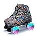 Roller Skates Unisex Artistic Quad Skate Boots for Teens and Adults Black Size 41