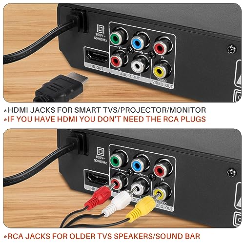 HD DVD Player mit HDMI-Anschluss, Region Free für Smart TV, HDMI/RCA Ausgangskabel inklusive, Unterbrechungspunktspeicherung, Eingebautes PAL/NTSC, CD Player für Zuhause (Nicht Blu-ray) – Bild 4