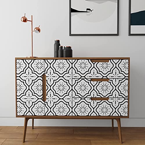 Peel And Stick Wallpaper Boho Contact Paper For Cabinets Black And White Wallpaper For Bedroom Geometric Wallpaper Self-Adhesive Wallpaper Kitchen Wallpaper Drawer Liner Waterproof Vinyl 17.5“×78.7” #TOP2