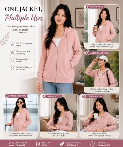 Image of ADBUCKS Women's Cotton Winter Jacket Sweatshirts Casual Drawstring Clothes Zip Up Hoodie With Front Pocket Ii Womens Hoodies Ii Womens Jacket Ii Winter Sweater Hoodie For Women & Girls