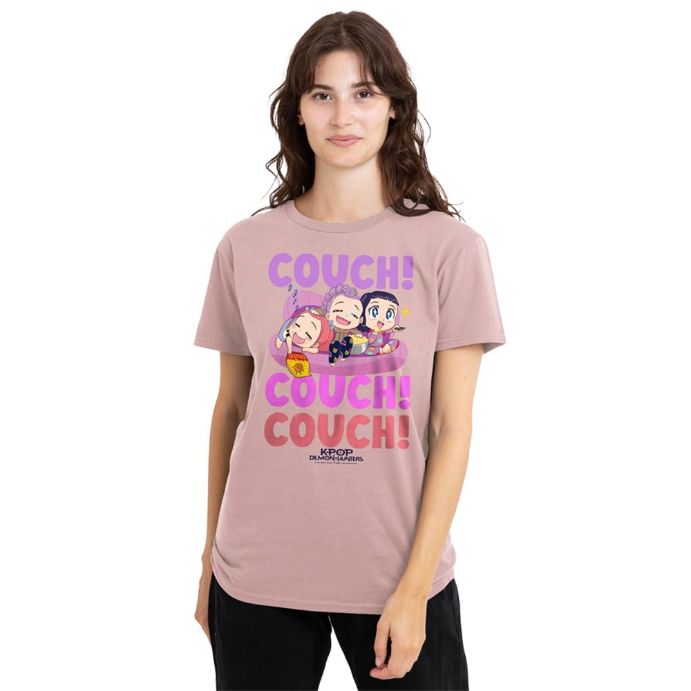 Kpop Demon Hunters Womens Huntrix Couch Ladies T-Shirt, Powder Rose, XXL UK