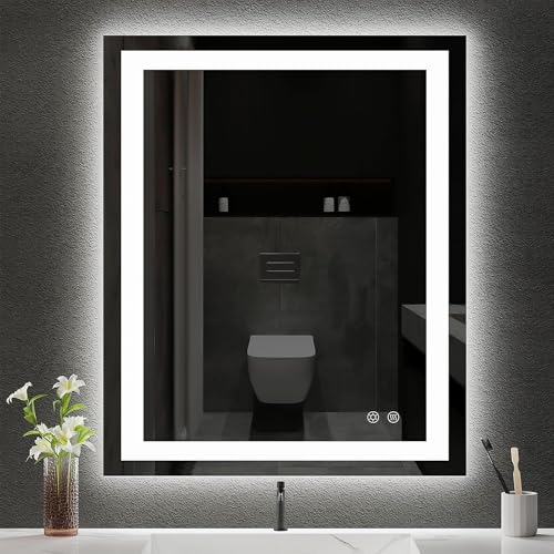BesMirror LED Mirror for Bathroom 30x36 Inch, Frameless Lighted Bathroom Mirror with Lights,...