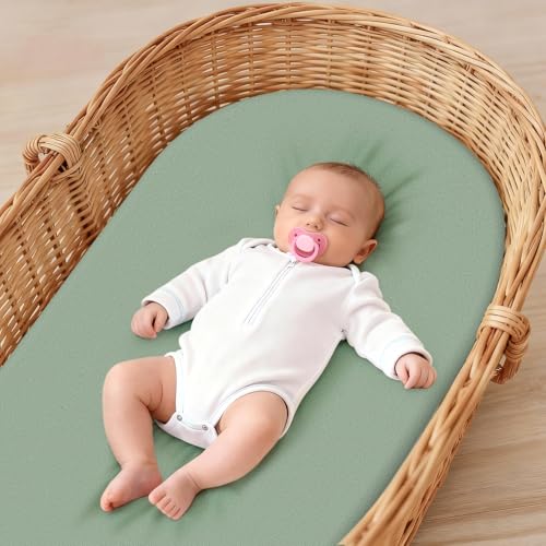 Image of Baby Bassinet Sheets for Baby Boy Girls,4-Pack Fitted Bassinet Sheets Set Compatible with Halo Bassinest Swivel Sleeper,Baby Delight,Angelbliss, 32 inchX16 inch (Animal World)