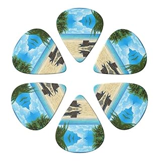 Lot de 6 médiators hawaïens Beach avec palmiers pour guitare acoustique, guitare électrique, basse, ukulélé – fins… - Les Beatles, Paul McCartney, John Lennon, RIngo Starr, George Harrison Lot de 6 médiators hawaïens Beach avec palmiers pour guitare acoustique, guitare électrique, basse, ukulélé - fins… – Image 4