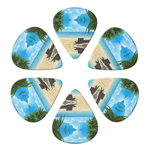Lot de 6 médiators hawaïens Beach avec palmiers pour guitare acoustique, guitare électrique, basse, ukulélé – fins… - Les Beatles, Paul McCartney, John Lennon, RIngo Starr, George Harrison Lot de 6 médiators hawaïens Beach avec palmiers pour guitare acoustique, guitare électrique, basse, ukulélé - fins… – Image 5