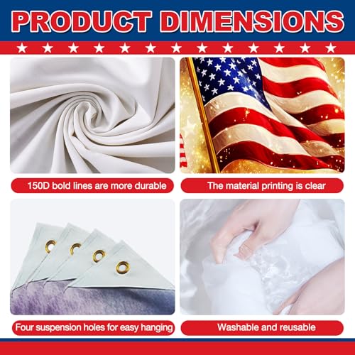 Image of BlissYard 4th of July Backdrop American Flag Fireworks Patriotic Party Decorations 8x6ft for Memorial Day Veterans Day Independence Day Party Photo Booth Red White Blue Stars Stripes