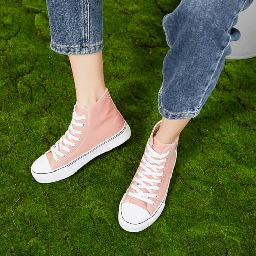 Image of ZGR Womens High Top Canvas Sneakers,Lace-up Canvas Shoes,Casual Tennis Walking Shoes
