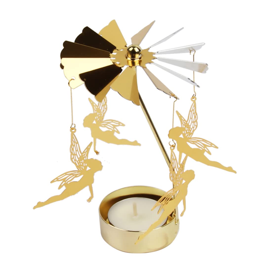 Wedhapy As Show Spinning Candle Holders Candle Spinner Rotating Candle Holder Candle Carousel Spinner Angel Rotating Tea Light Holder Candlestick For Christmas Wedding Decor