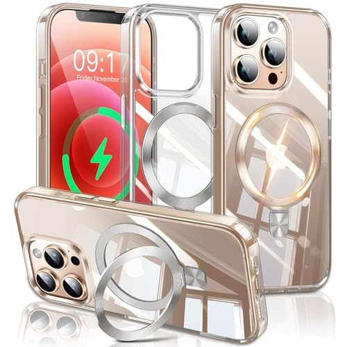 Image of ESTPEAK CD Mag-Stand Case for iPhone 12 Pro Max Case with Invisible Magnetic Ring, [Compatible with MagSafe] [Never Yellowing] Top Clear Phone Case Cover for iPhone 12 Promax 6.7 inch, Clear