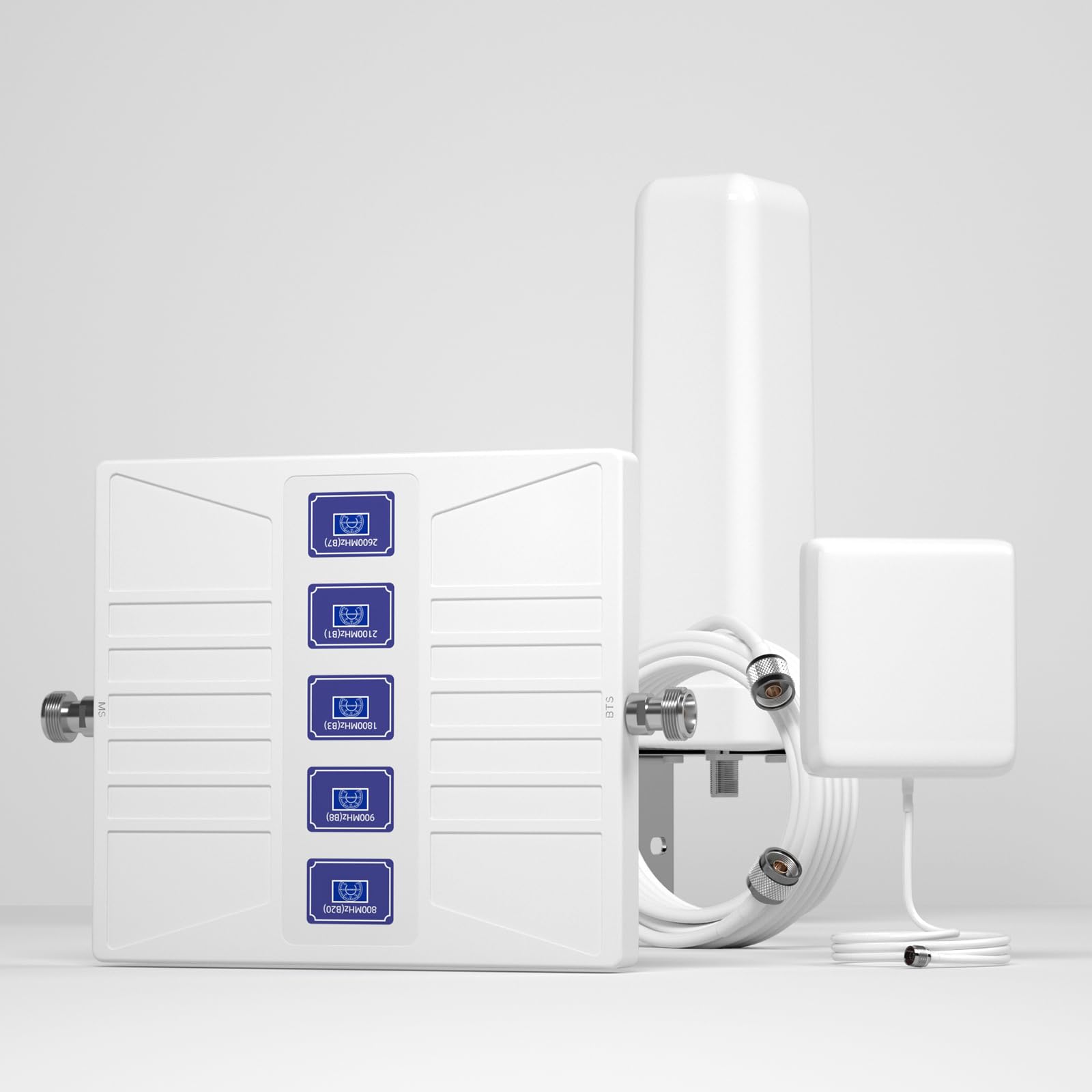 Amplificador de Cobertura Móvil y Amplificador Señal Móvil Rural, Amplificador 4G/3G LTE para Casa hasta 250 m² - Repetidor Compatible con Banda 20/8/3/1/7 y Operadores (Yoigo, Orange, Vodafone, etc.)