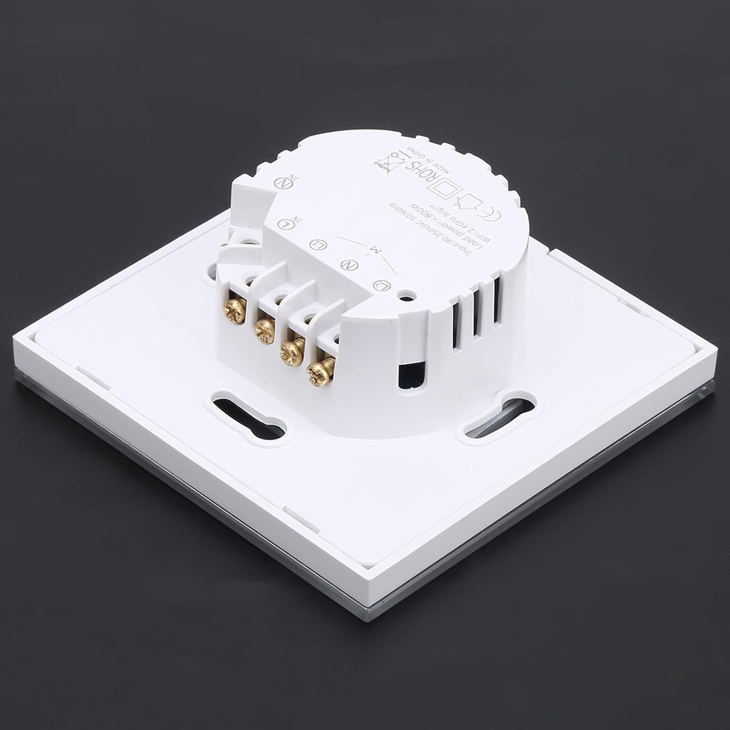 Smart Switch Wireless WiFi Remote Control Touch Power Distribution Device Compatible with Google Home IFTTT Roqi and iOS Siri 800W Capacity ABS Material Housing for Scene Control