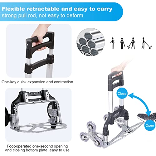 Hand Truck Stair Climber Cart With Wheels，Shopping Folding Grocery Cart, Aluminum Alloy Folding Hand Truck Trolley For Luggage Package Delivery #TOP4