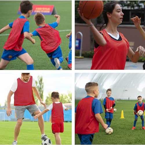 Image of 6 Pack Pinnies Team Practice Vests for Child Youth Teen Adult, Mesh Scrimmage Jersey for Soccer Football Basketball